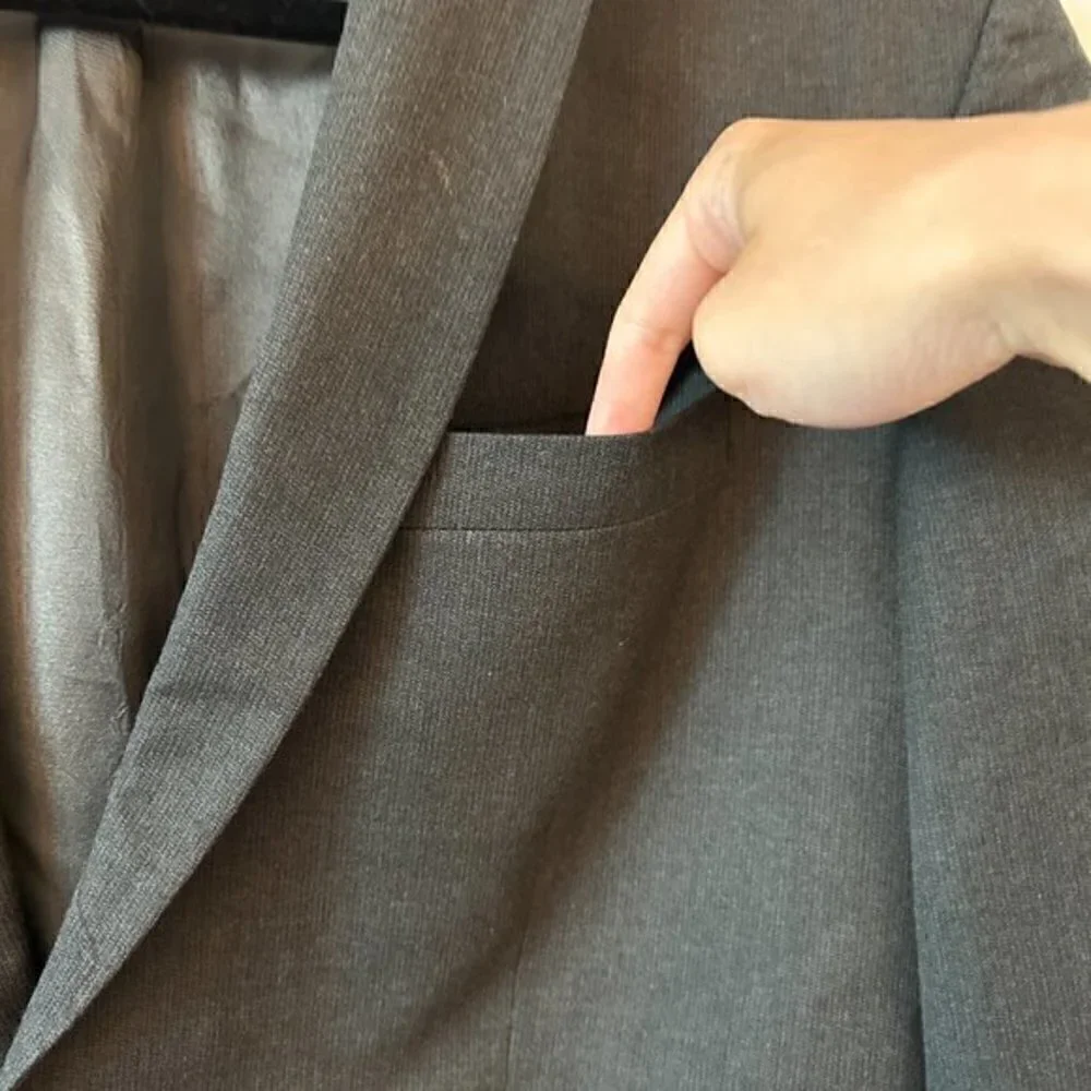 Calvin Klein Men's Dark Gray Wool Blend Double Button Blazer Jacket Size M